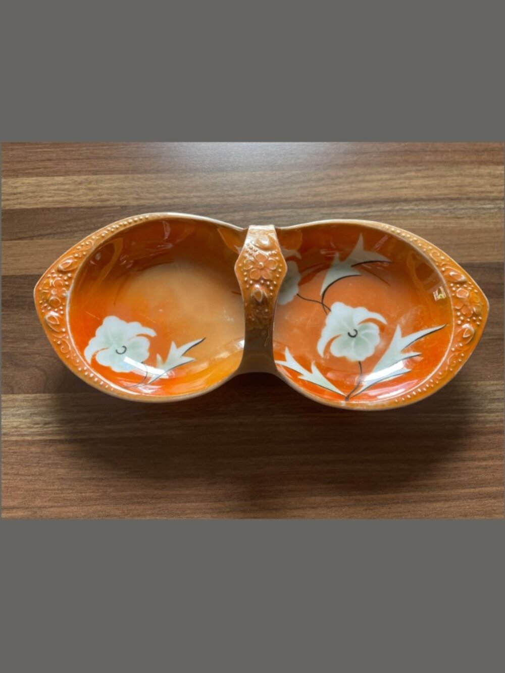 Vintage Royal Silesia RS Porcelain Divided Relish Dish with Handle c. 1920s–30s